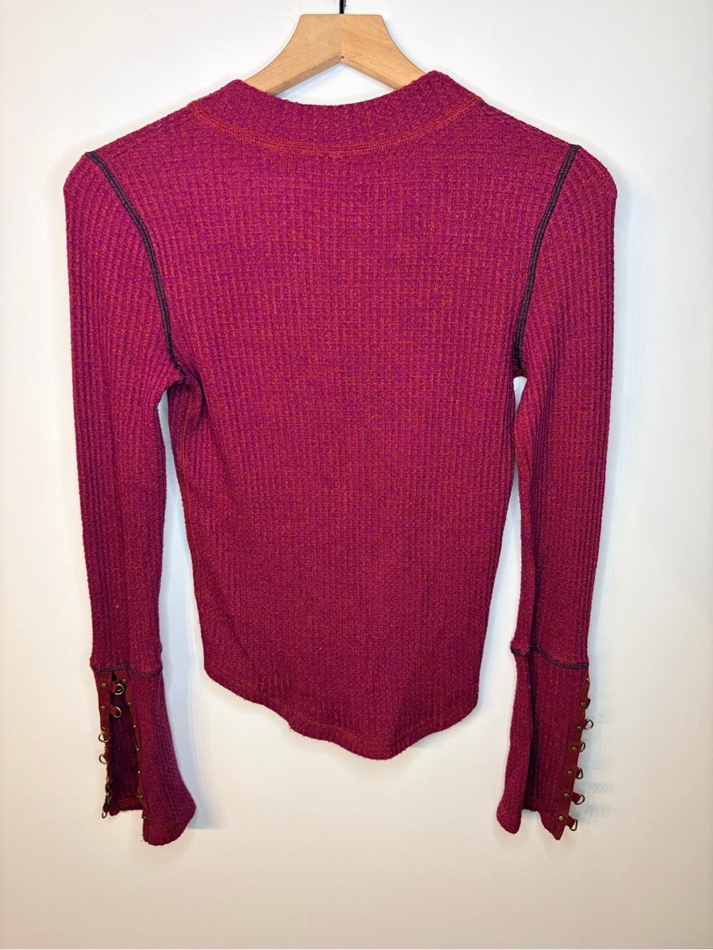 Free People Women’s Mountaineer Thermal Top in Cranberry, Size Small - Picture 8 of 10